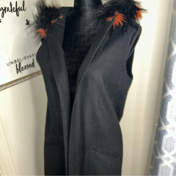 Steve Madden Faux-Fur collared Midi coat Vest XS/S - Picture 10 of 12